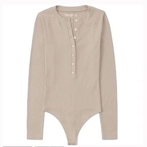 Abercrombie Ribbed Henley Bodysuit Long Sleeve